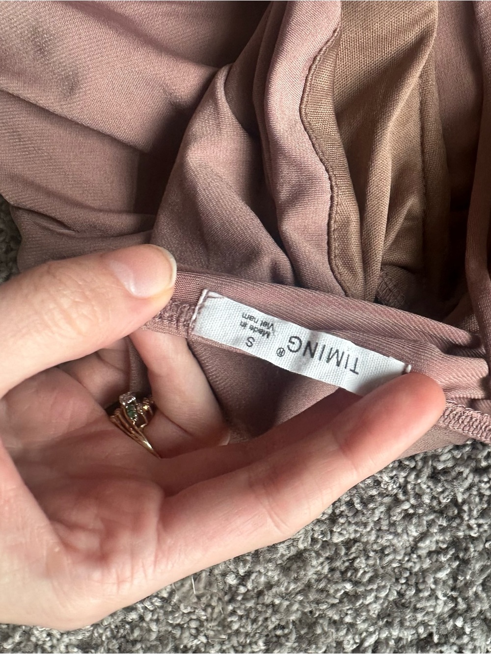 Timing Mauve Ruched Mini Dress with Drawstring - Picture 4 of 4